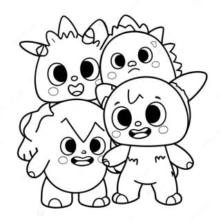 Cute Super Monsters Playing Together Coloring Page 47434-37507