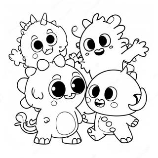 Cute Super Monsters Playing Together Coloring Page 47434-37508