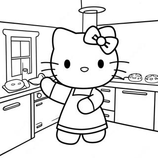 Hello Kitty Cooking Coloring Pages