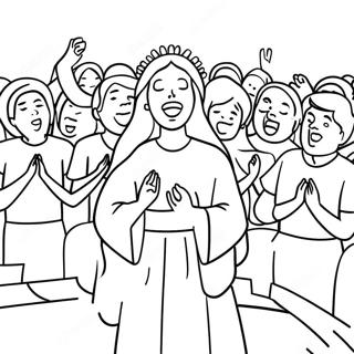 Joyful Worship Scene Coloring Page 47474-37535