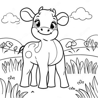 Cute Calf In A Meadow Coloring Page 47504-37561