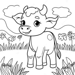 Cute Calf In A Meadow Coloring Page 47504-37563