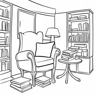 Cozy Reading Nook Library Coloring Page 4751-3785