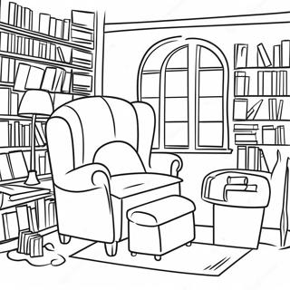 Cozy Reading Nook Library Coloring Page 4751-3788