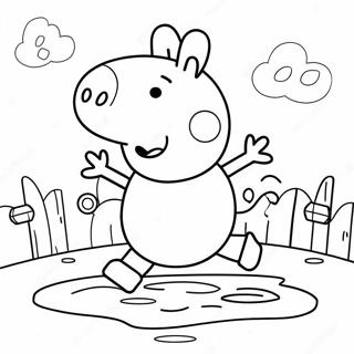 Peppa Pig Jumping In Muddy Puddles Coloring Page 47544-37593