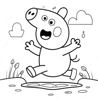 Peppa Pig Jumping In Muddy Puddles Coloring Page 47544-37595