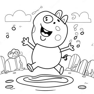 Peppa Pig Jumping In Muddy Puddles Coloring Page 47544-37596