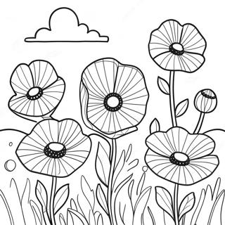 Levendige Papaver Tuin Kleurplaat 47614-37652