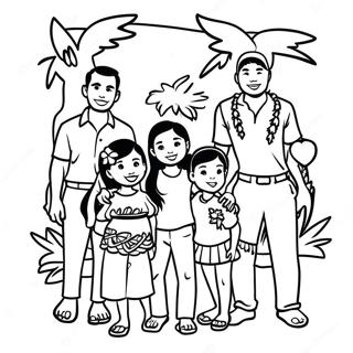 Hawaiian Ohana Family Coloring Page 47654-37674