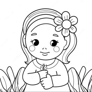 Cute Madison With A Flower Coloring Page 47664-37692