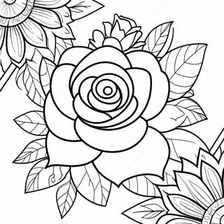 Gothic Rose Tattoo Coloring Page 47784-37782