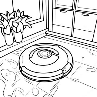 Roomba Cleaning The Floor Coloring Page 47813-37811