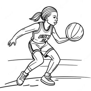 女の子のバスケットボール選手 塗り絵ページ