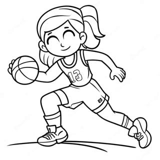 Girl Basketball Player Dribbling Coloring Page 47823-37826