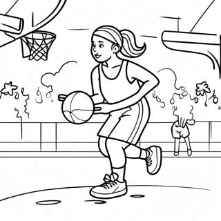 Girl Basketball Player Dribbling Coloring Page 47823-37828