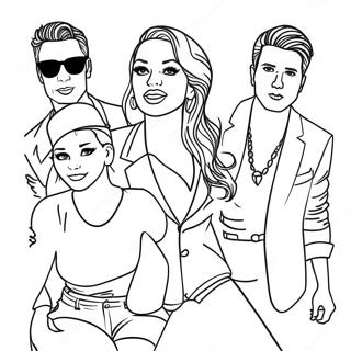 Vibrant Pop Music Stars Coloring Page 47854-37839