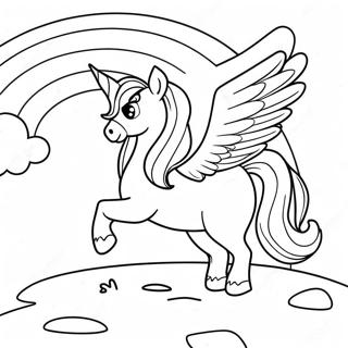 Magical Pegacorn In A Rainbow Landscape Coloring Page 47904-37885