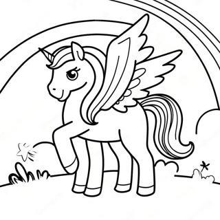 Magical Pegacorn In A Rainbow Landscape Coloring Page 47904-37886