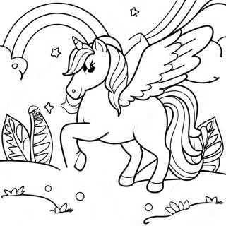 Magical Pegacorn In A Rainbow Landscape Coloring Page 47904-37887