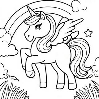 Magical Pegacorn In A Rainbow Landscape Coloring Page 47904-37888