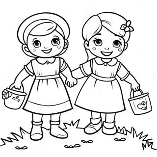 Jack And Jill Carrying A Pail Coloring Page 47934-37907