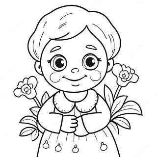 Cute Grandma With Flowers Coloring Page 47964-37931