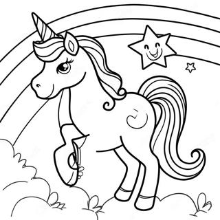 Magical Afro Unicorn In A Rainbow Coloring Page 48044-37987