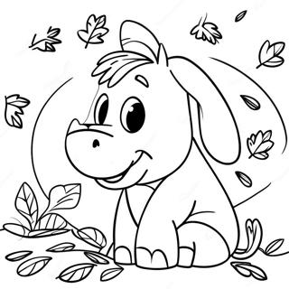 Eeyore With Colorful Leaves Coloring Page 48054-37993