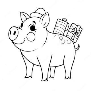 Christmas Pig Coloring Pages