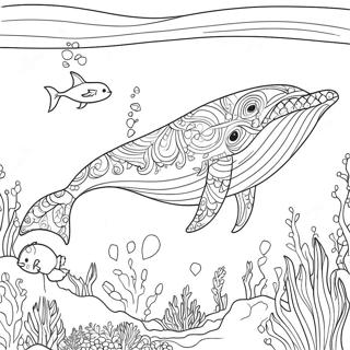 Whale Swimming In The Ocean Coloring Page 4811-3834