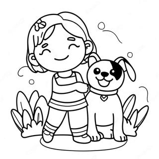 Girl With Dog Coloring Pages