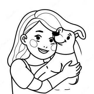 Girl With Happy Dog Coloring Page 48193-38131