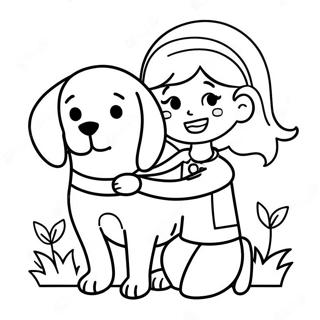 Girl With Happy Dog Coloring Page 48193-38132