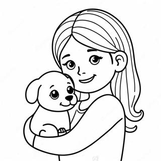 Girl With Cute Puppy Coloring Page 48194-38106