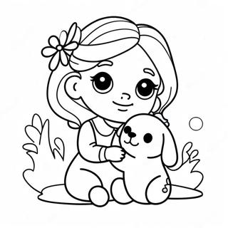 Girl With Cute Puppy Coloring Page 48194-38108