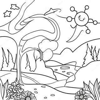 Colorful Starry Night Landscape Coloring Page 48404-38269