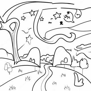 Colorful Starry Night Landscape Coloring Page 48404-38270