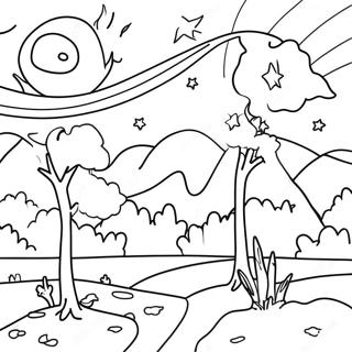 Colorful Starry Night Landscape Coloring Page 48404-38271