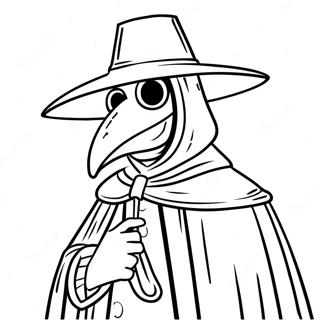 Mysterious Plague Doctor In Cloak Coloring Page 48454-38314