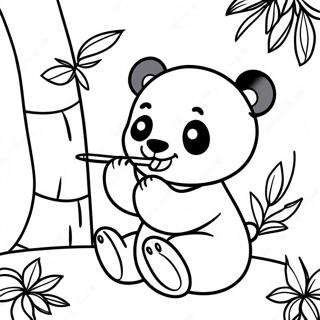 Cute Panda Eating Bamboo Coloring Page 48464-38325