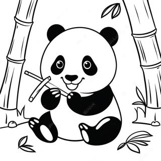 Cute Panda Eating Bamboo Coloring Page 48464-38326