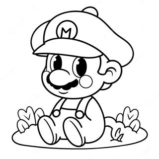 Página Para Colorir Do Bebê Mario Fofo Com Chapéu 48474-38336