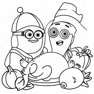 Minion Thanksgiving Feast Coloring Page 48523-38368