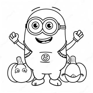 Happy Minion With Pumpkin Coloring Page 48524-38369