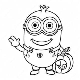 Happy Minion With Pumpkin Coloring Page 48524-38370