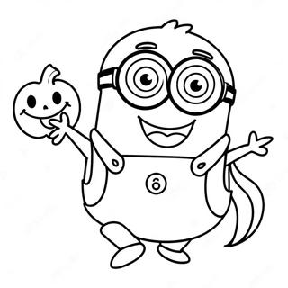 Happy Minion With Pumpkin Coloring Page 48524-38371