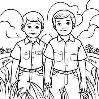 Colorful Two Sons In The Field Coloring Page 48554-38425