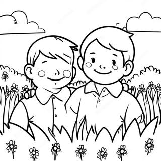 Colorful Two Sons In The Field Coloring Page 48554-38428