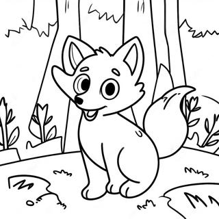 Playful Cartoon Fox In A Forest Coloring Page 48564-38401