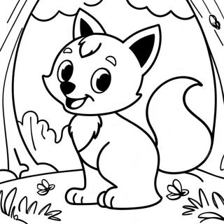 Playful Cartoon Fox In A Forest Coloring Page 48564-38402